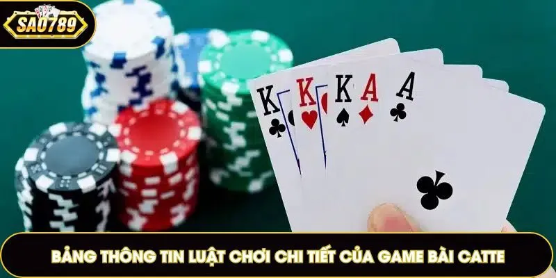Bảng thông tin luật chơi chi tiết của game bài Catte